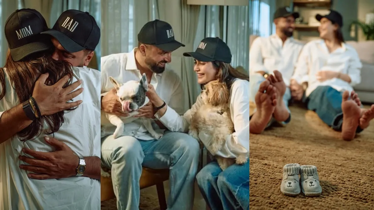 Karishma Tanna shows off her baby bump in the cutest pictures with her husband Varun Bangera.