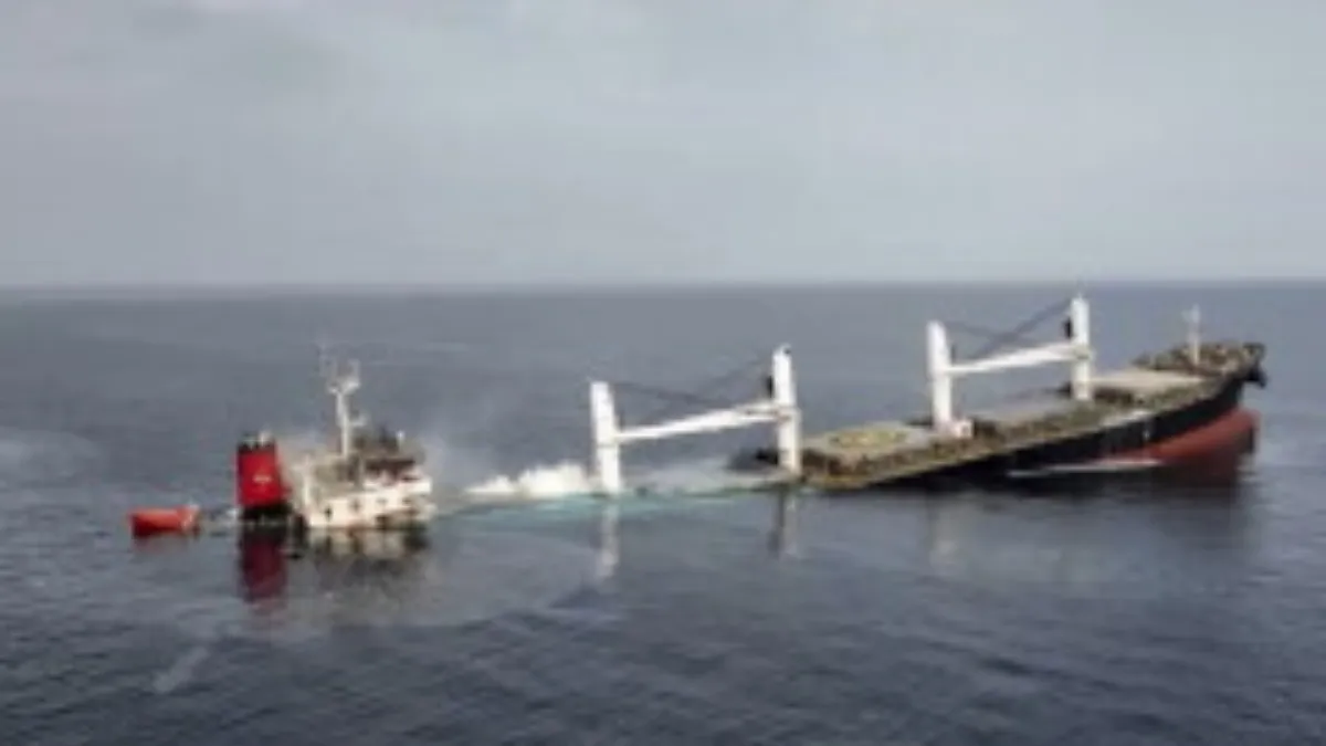 Indian-flagged vessel sinks after attack in Red Sea off Yemen coast; MEA condemns strike