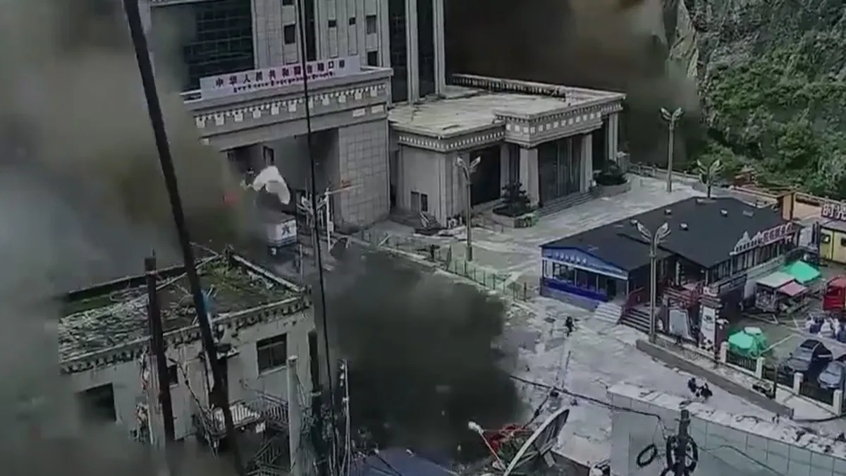 Exact moment when flash flood hits Nepal-Tibet border areas | Watch video